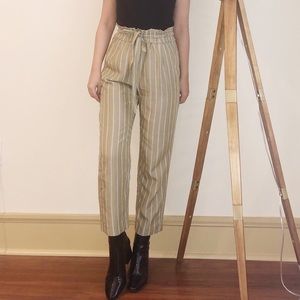 Zara Green striped high waisted trousers